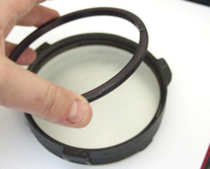 The retaining/locking reing removed