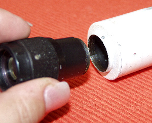 The rear optical assembly being removed