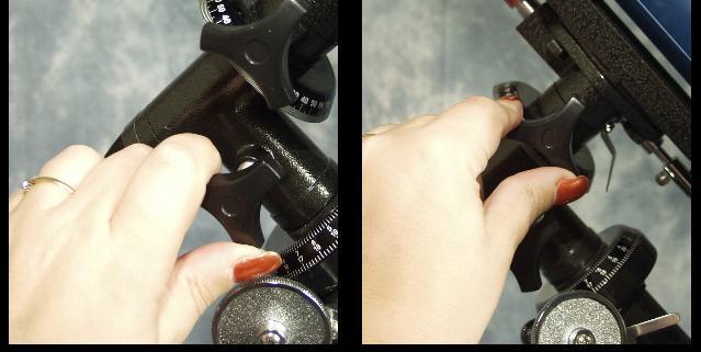 adjusting the RA and DEC lock knobs